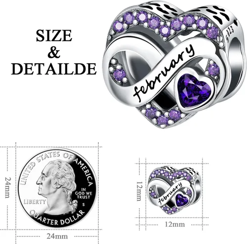 Miniatura 6 de Abalorios de plata de ley 925 con forma de corazón de amor, Plata esterlina