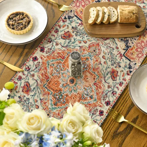 Miniatura 4 de Artoid Mode Camino de Mesa Estilo Boho Bohemia Naranja, Decoración Mágica de Otoño para Cocina y Comedor de Estilo Rústico y Granja, para Decoración