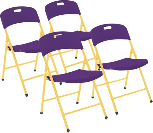 Miniatura 3 de Sillas plegables de plástico creativas (paquete de 4) – Sillas plegables portátiles y ligeras para interiores y exteriores, marco de acero utilizado