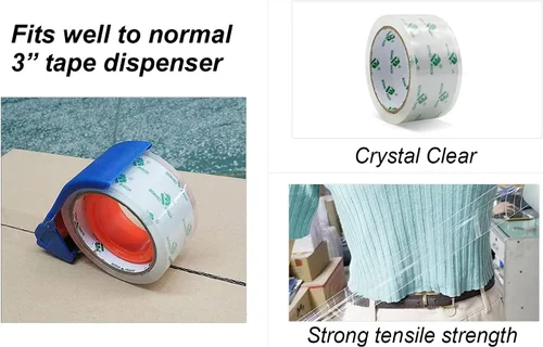 Miniatura 4 de BOMEI PACK Cinta de embalaje transparente, rollos de repuesto de cinta de embalaje, 6 rollos de 2 mil x 1.88 pulgadas, 60 yardas para sellar, mudar