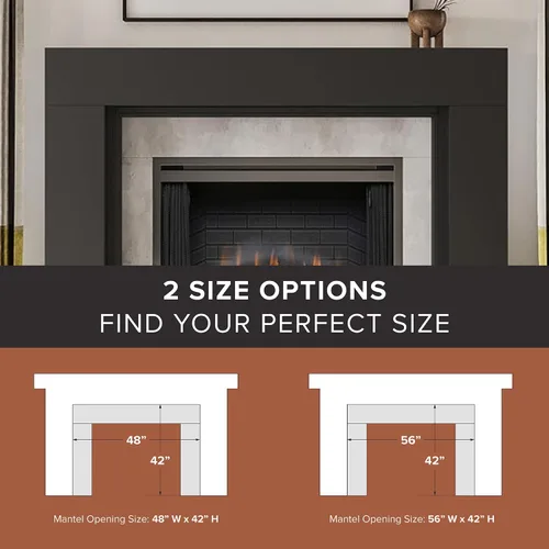 Miniatura 3 de Modern Ember Sabine Kit de Marco Envolvente de Repisa de Chimenea de Madera, Negro Apertura de 48" x 42" 72" x 54" Total Estética Moderna
