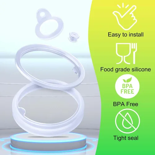Miniatura 6 de Vodolo Junta de silicona de repuesto para Thermoflask 24oz/32oz/40oz/64oz, cada una con pinza para tapa de botella de agua con popote, tapa para 12