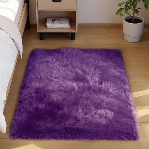 Miniatura 63 de Goolela Alfombra esponjosa de piel sintética de oveja sintética de 4 x 6 pies, color gris, para dormitorio, mesita de noche, alfombra suave de felpa