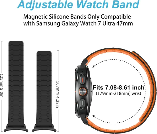 Miniatura 5 de Amizee No Gap Band Compatible con Samsung Galaxy Watch Ultra (2025/2024) Correa de 47mm, Correa de silicona deportiva magnética de 22mm para mujeres