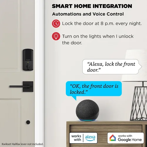 Miniatura 4 de Kwikset Halo Bloqueo inteligente Wi-Fi, cerradura de puerta delantera de entrada sin llave con pantalla táctil, acabado en negro mate, certificado