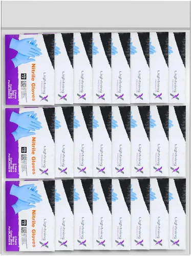 Miniatura 4 de Lightning X Products Par de guantes de nitrilo azul, empaquetados individualmente, 100 guantes, 50 pares, 25 paquetes con tarjetas de 2 pares