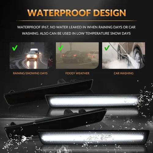 Miniatura 5 de Luces LED de señalización lateral blancas para parachoques, lámparas de señal de estacionamiento para 2015-2023 Dodge Challenger 4 piezas, lente