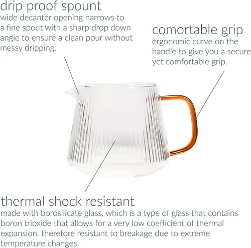 Miniatura 5 de Decantador de pourover CEREMONY, decantador de vidrio de borosilicato para café, té y otras bebidas (16.9 fl oz)