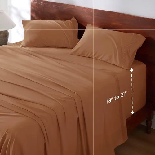 Bedsure Juego de Sábanas King de Bolsillo Profundo - Se Adapta a Colchones de Hasta 21 Pulgadas de Grosor - 4 Piezas Sábanas de Cama GentleSoft,