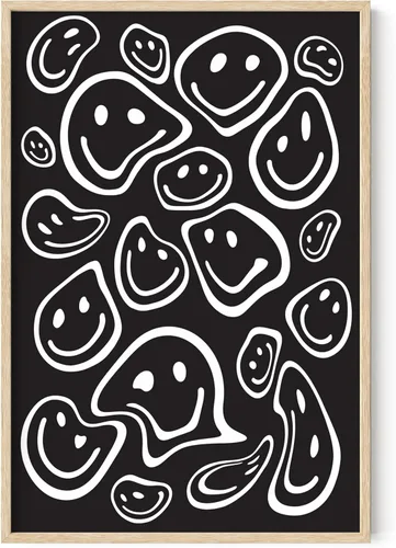 Miniatura 111 de HAUS AND HUES Impresión artística de sonrisas ácidas negras - Individual - 12x16 Smileys negros