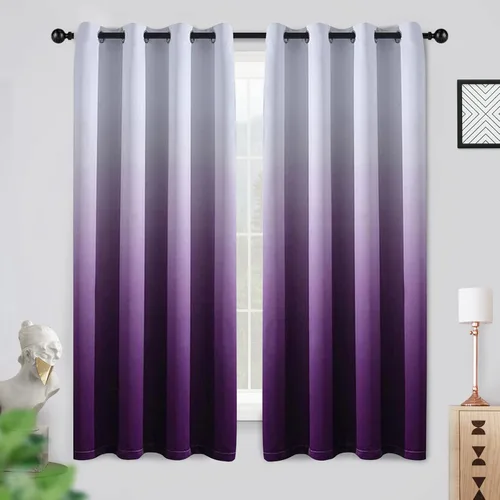 Miniatura 189 de COSVIYA Cortinas 100% Opacas Azul Degradado con Lazos Ajustables para Cocina Aislamiento Térmico Oscurecimiento de Habitación Cenefa con Bolsillo
