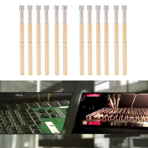 Miniatura 2 de 100pcs prueba de primavera Pogo Pin PCB Prueba Pogo Pin Cabeza cóncava Tipo Material de latón 2.02mm/0.1in Diámetro del tubo 33.35mm/1.3in Pasadores