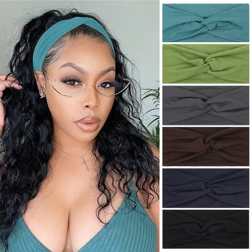 Miniatura 26 de XTREND 6 piezas de diademas para mujer, bandas elásticas cruzadas torcidas, diademas para yoga, entrenamiento, antideslizantes, suaves