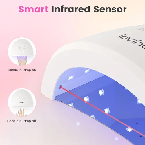 Miniatura 5 de Lavinda Lámpara de uñas LED UV 2 en 1 con luz roja, luz UV de 54 W para uñas de esmalte de gel, secador de uñas profesional de secado rápido