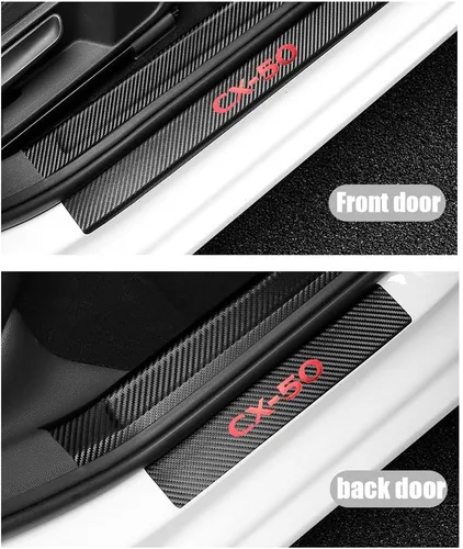 Miniatura 2 de LEXLEY Protector de umbral de puerta de cuero estilo fibra de carbono para Mazda 2023 2024 2025 2026 CX-50 CX50, protector de umbral de puerta