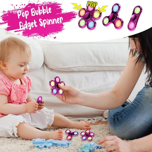 Miniatura 5 de Paquete de 3 juguetes giratorios para aliviar la ansiedad, ideales para aliviar la ansiedad, bolsas de regalos, regalos de Navidad, regalos