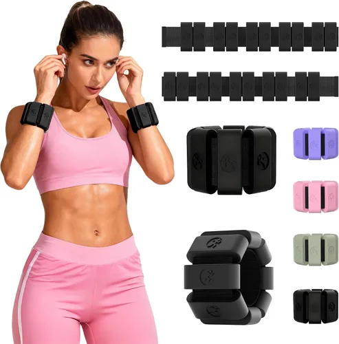 Miniatura 8 de Pesas de muñeca ajustables para mujeres y hombres, pesas de pierna para mujeres de 0.75lb-1lb-1.3lb cada una para caminar, yoga, danza, barre