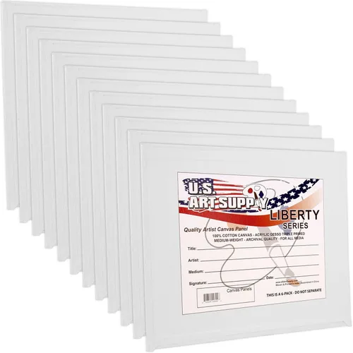 US Art Supply - Tableros de lona de 4.0 x 4.0 pulgadas, libre de ácidos, 12 unidades (1 caja completa de 12 paneles de lona individuales)