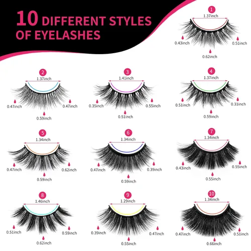 Miniatura 2 de DYSILK Pestañas postizas de visón, 30 pares de 10 estilos mixtos, pestañas postizas de visón, pestañas postizas de aspecto natural, pestañas largas