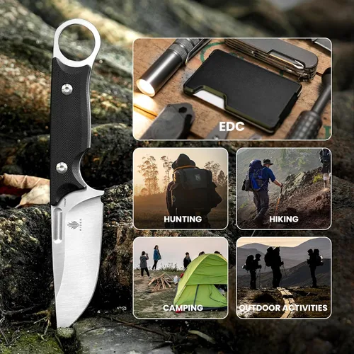 Miniatura 6 de Cuchillo de hoja fija Kizer Cabox de 3.36" (8.53 cm) 154CM de acero con mango G10 y funda para supervivencia y campamento 1048C1