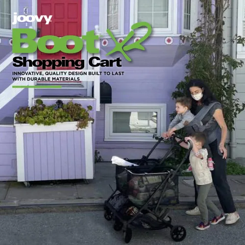 Miniatura 2 de Joovy Carrito de compras Boot X2 con capacidad de peso total de 122 libras, bolsas extraíbles dobles, neumáticos giratorios para una fácil
