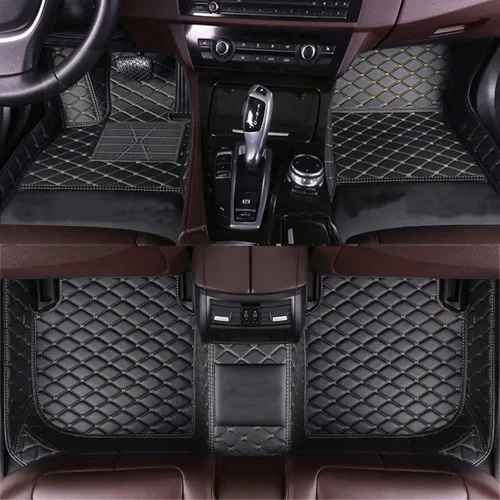 Miniatura 3 de Tapetes de cuero negro y rosa personalizados para automóvil, SUV, camión y vehículo deportivo, protección para todo tipo de clima, se adapta a