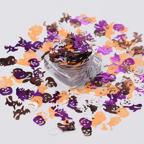 Miniatura 27 de LB1000 LB1000 - 0.35 oz/paquete - 0.197 in negro forma de murciélago lentejuelas purpurina Halloween festival rave belleza maquillaje cara cuerpo