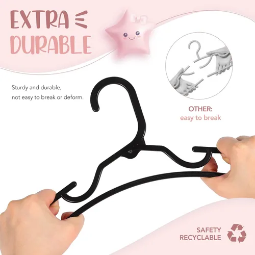 Miniatura 5 de HOUSE DAY Perchas de plástico para bebé, paquete de 20, perchas de plástico duradero para ropa de bebé, perchas delgadas y compactas para niños