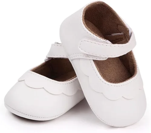 Miniatura 4 de Infant Baby Girls Mary Jane Shoes Non-Slip Rubber Sole Ballet Slippers Princess Dress Wedding Shoes Newborn Crib Shoes