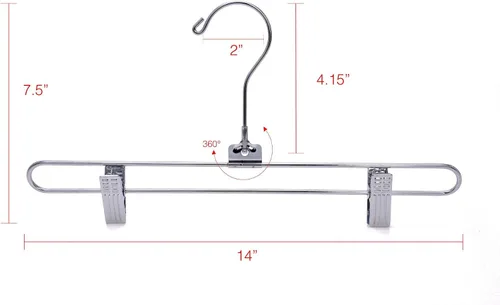 Miniatura 4 de Juego de colgador cromado de calidad para pantalones y faldas – Paquete de 8 con ganchos giratorios de 360 grados, perchas duraderas y antioxidantes