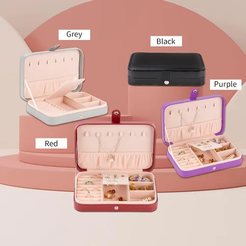 Miniatura 6 de Smileshe Joyero para mujeres y niñas estuche organizador de viaje pequeño de piel sintética cajas de almacenamiento portátiles para anillos aretes