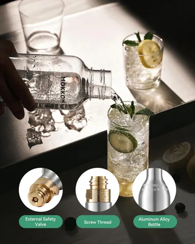 Miniatura 4 de MOKKOM Cilindro de CO2 para fabricante de refrescos, recipiente de intercambio de CO2, estilo roscado, compatible con todos los fabricantes de agua