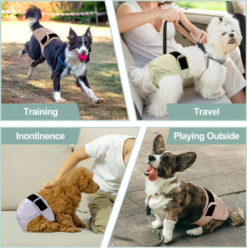 Miniatura 6 de Pañales lavables para perros, para hembras caninas, reutilizables, para periodo de celo, altamente absorbentes, para incontinencia, con broches