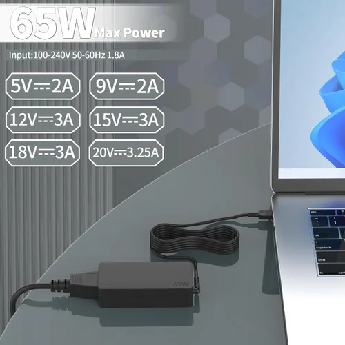 Miniatura 9 de Cargador de CA USB C tipo C de 65 W compatible con Lenovo Thinkpad T470 T470S T480 T480S T490 T490S T495 T495S 20HD 20HE 20JM 20HF 20HG 20V 3.25A