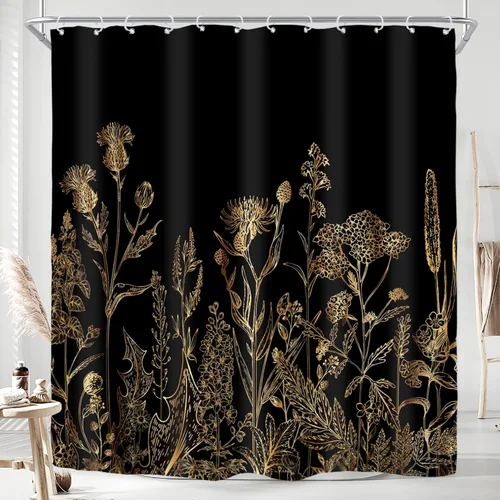 Miniatura 35 de Riyidecor - Cortina de ducha con estampado de flores silvestres para decorar un baño pequeño o una ventana, 36 pulgadas de ancho x 72 pulgadas