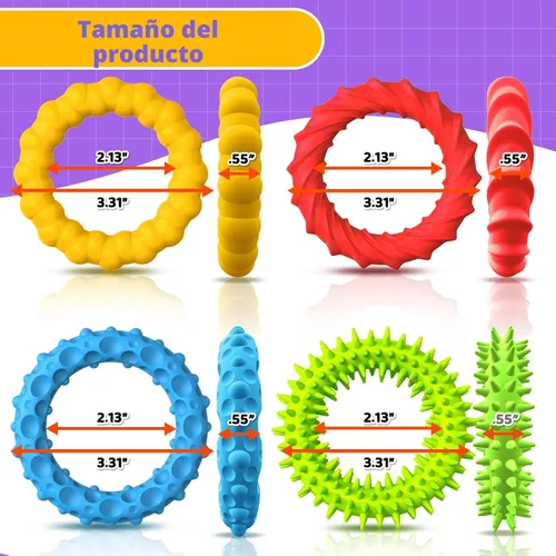 Miniatura 3 de Juguetes Sensoriales Fidget para Niños y Adultos - Paquete de 4 Pulseras Fidget Elásticas Juguetes Sensoriales de Textura y Calmantes para Autismo