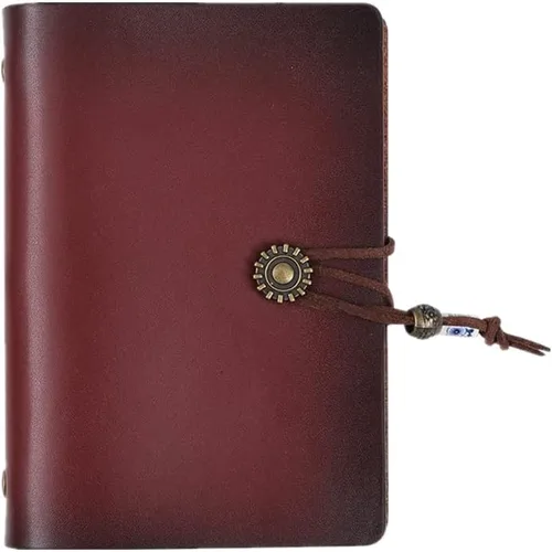 AxeWoodz Diario de cuero A7, 80 hojas de relleno en blanco, cuaderno de cuero, cuaderno personal A7, carpeta planificadora, diario encuadernado