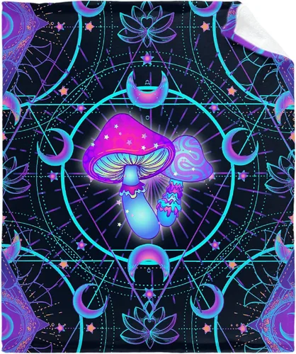 Miniatura 15 de Manta de hongos, ultra suave, cálida y ligera, de franela de forro polar con microhongos, para cama, sofá, regalo de viaje, decoración de hongos