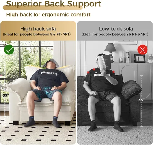 Miniatura 8 de KKL Sofá Seccional Modular de 89 Pulgadas, Sofá de Amor de 2 Asientos Sofá Nube con Asiento Profundo, Sofás Seccionales de Chenilla para Sala