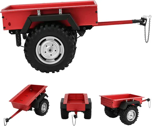 Miniatura 6 de Escala 1/10 RC Car Hitch Trailer Modelo de aleación de aluminio Juguete para niños Ajuste para RC Car (rojo)
