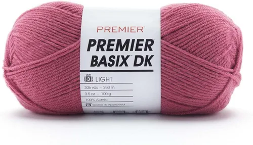 Miniatura 24 de Premier Yarns Basix Hilo DK, hecho de acrílico, hilo ideal para ganchillo y tejido, lavable a máquina, rosa camafeo, 3.5 onzas, 306 yardas Rosa Cameo