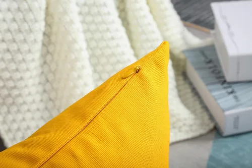 Miniatura 4 de TangDepot Fundas de cojín/almohada decorativas sólidas hechas a mano de lona 100% algodón, (12"x18", amarillo dorado)