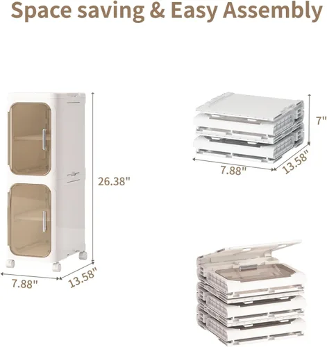 Miniatura 2 de Armario de almacenamiento de baño delgado de 2 niveles, gabinetes de almacenamiento plegables, almacenamiento de baño estrecho, organizador