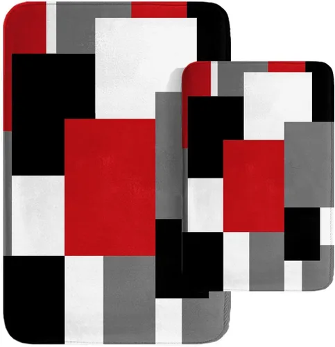 Miniatura 22 de Britimes - Juego de tapetes modernos abstractos para baño, 2 tapetes de arte lavables en marrón y gris, tapetes para piso, alfombras para baño