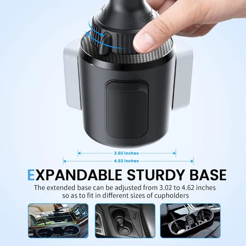 Miniatura 7 de APPS2Car Soporte para teléfono cargador inalámbrico para automóvil, soporte de coche de carga rápida Qi de 15 W, brazo largo ajustable y rotación