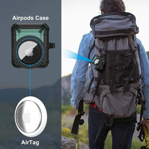 Miniatura 7 de Valkit Funda protectora resistente 2 en 1 para Airpods, a prueba de golpes, funda de Air Pod 2 para hombres y mujeres, con llavero para iPod Skin