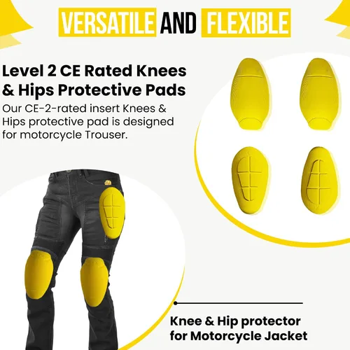 Miniatura 6 de Paquete de 4 almohadillas de armadura con certificación CE Nivel 2, protectores de rodilla y cadera aprobados para mujeres y hombres, pantalones