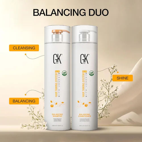 Miniatura 6 de GK HAIR Juego de champú y acondicionador equilibrante para cabello graso, fórmula aclarante y refrescante con fragancia suave, sin sulfatos