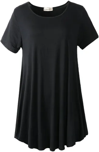 LARACE Blusa holgada de manga corta para mujer, blusa tipo túnica para llevar con leggings