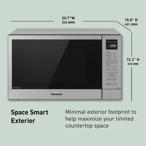 Miniatura 2 de Panasonic NN-SN68KS - Horno microondas compacto con potencia de 1200 W, sensor de cocción, botón de palomitas de maíz, descongelación rápida de 30
